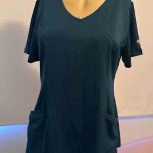 Elegant Teal V-Neck Short Sleeve Women's Scrub Top